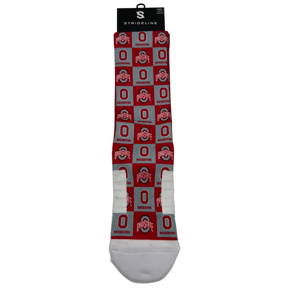 Strideline Ohio‎ State Buckeyes Crew Socks M/L Red Grey 70s NCAA